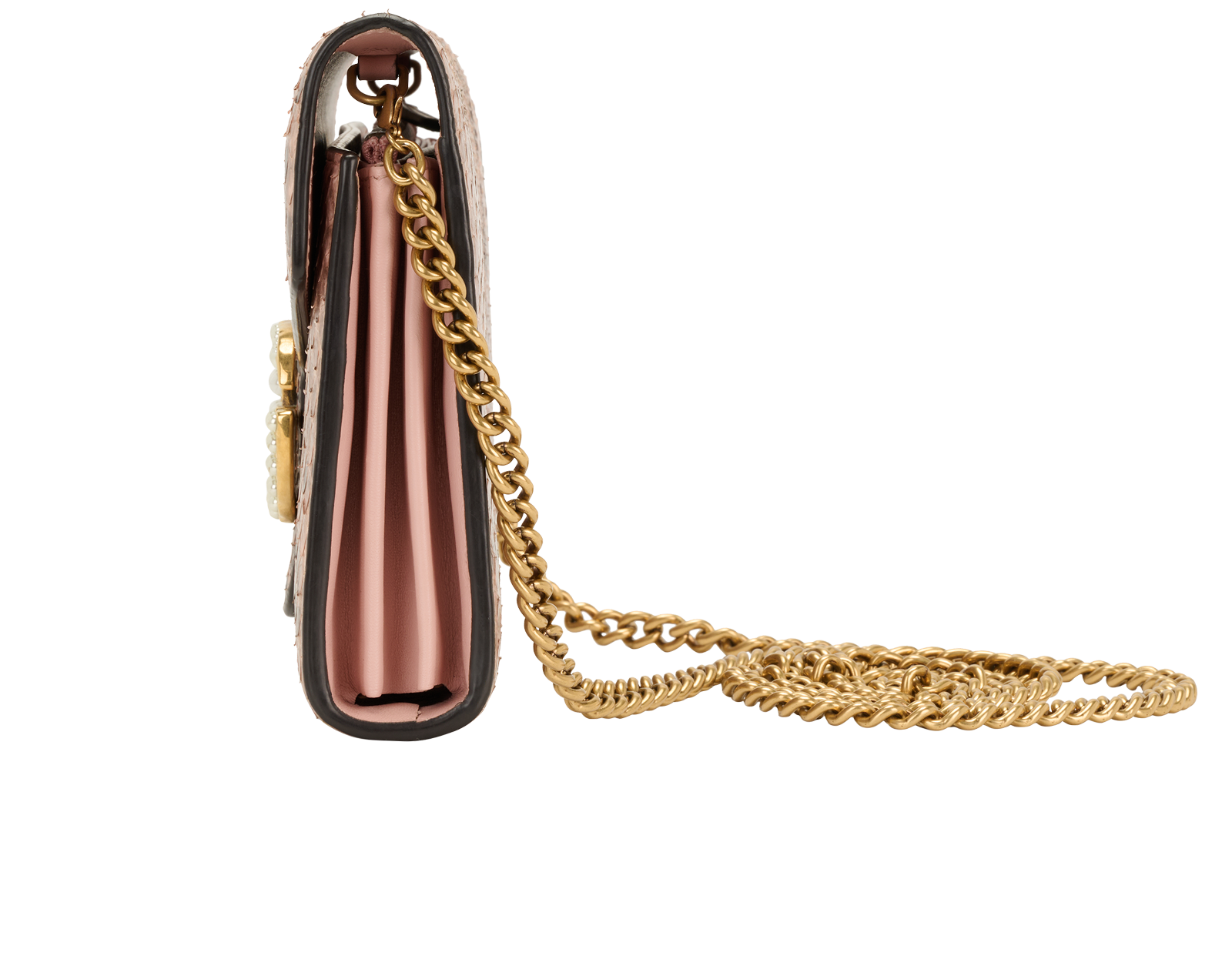 Marmont Wallet on Chain, &pound;950, Handbags, Pink, Python, Bottom view